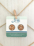 Handcrafted Leopard Print Transfer- Natural Wood Earrings