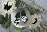 Handcrafted Polymer Clay Earrings- Black & White Floral