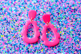 Handcrafted Polymer Clay Earrings- Neon Pink