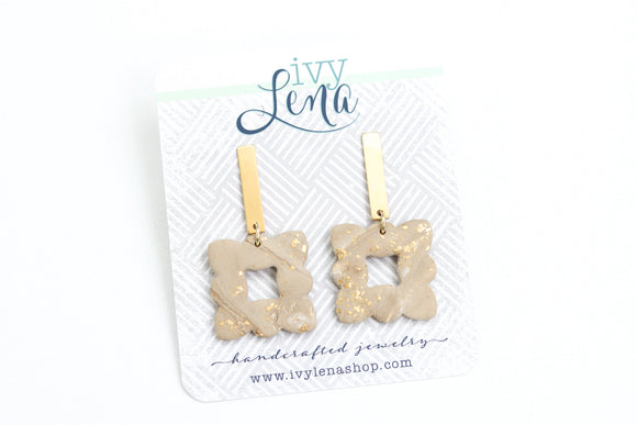 Handcrafted Polymer Clay Earrings- Gold Leaf