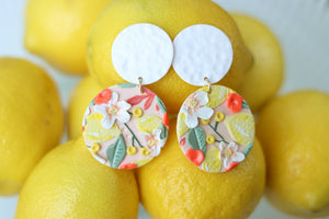 Handcrafted Polymer Clay Earrings- Lemon Floral