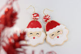 Handcrafted Polymer Clay Earrings- Santa Cookie