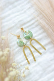 Handcrafted Polymer Clay Earrings- Green Marble