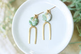 Handcrafted Polymer Clay Earrings- Green Marble