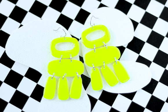 Handcrafted Polymer Clay Earrings- Neon Yellow