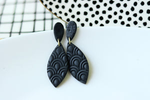 Handcrafted Polymer Clay Earrings- Black