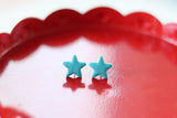 Handcrafted Polymer Clay Stud Earrings- Teal Star