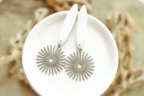 Handcrafted Polymer Clay Earrings- White
