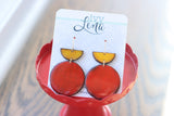 Handcrafted Wood Earrings- Red and Yellow