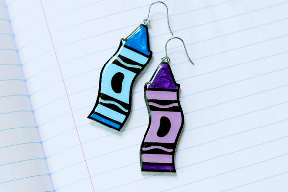 Handcrafted 3D Printed Earrings- Crayons