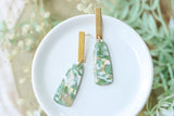 Handcrafted Polymer Clay Earrings- Green Marble