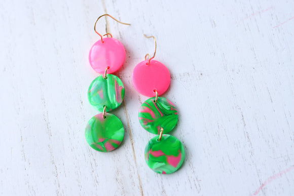 Handcrafted Polymer Clay Earrings- Green