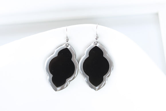 Handcrafted Steel and Clay Earrings- Black