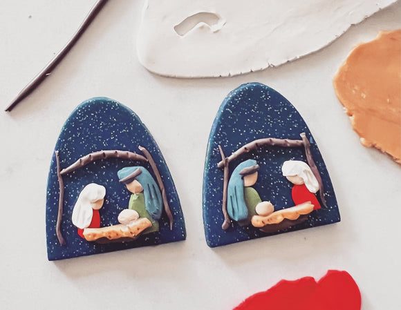 Handcrafted Polymer Clay Earrings- Nativity