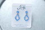 Handcrafted Polymer Clay Earrings- Graphic Transfer- Blue