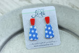 Handcrafted Polymer Clay Earrings- Graphic Transfer- 4th of July