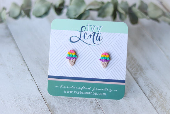 Handcrafted Polymer Clay Earrings- Ice Cream Cones