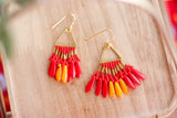 Handcrafted Beaded Fringe Earrings -Chiefs