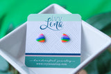 Handcrafted Polymer Clay Stud Earrings- Rainbow