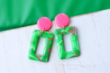 Handcrafted Polymer Clay Earrings- Green
