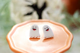 Handcrafted Polymer Clay Earrings- Happy Ghost Studs
