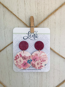 Handcrafted Polymer Clay Earrings- Floral Transfer