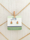 Handcrafted Print Transfer- Natural Wood Holiday Earrings
