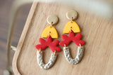 Handcrafted Polymer Clay Earrings- Red and Yellow