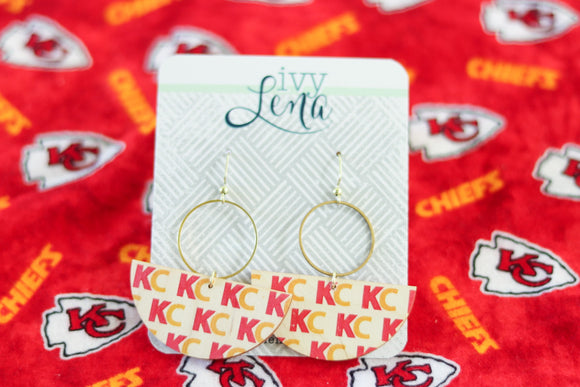 Handcrafted Print Transfer- Wood Earrings- Chiefs