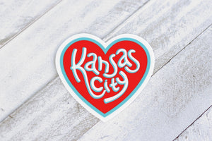 Kansas City Heart Teal and Red Sticker- Currents