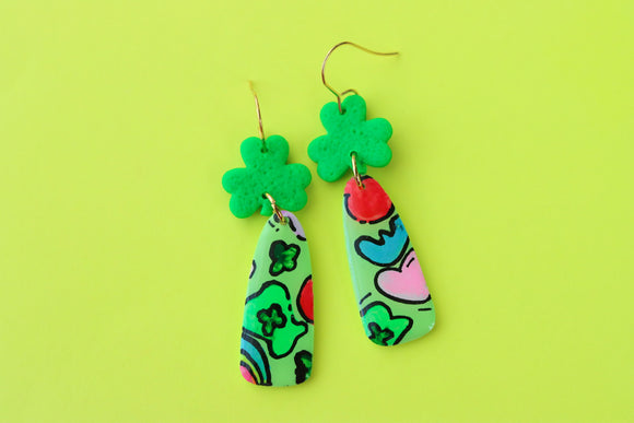 Handcrafted Polymer Clay Earrings- Hand Painted- Lucky Charms
