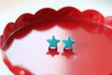 Handcrafted Polymer Clay Stud Earrings- Teal Star