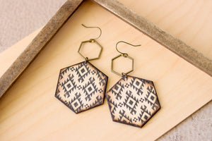 Handcrafted Print Transfer- Wood Earrings