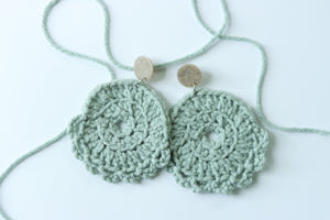 Handcrafted Polymer Clay Earrings and Crocheted Yarn