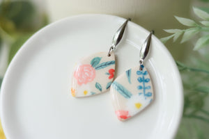 Handcrafted Polymer Clay Earrings- Hand Painted Floral