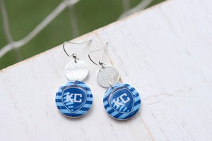 Handcrafted Polymer Clay Earrings- Graphic Transfer- Sporting KC