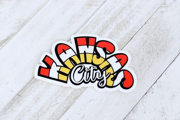 Kansas City Red, Yellow, and White Rainbow Sticker