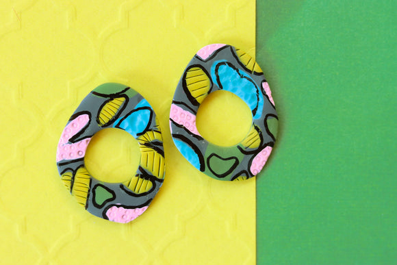 Handcrafted Polymer Clay Earrings- Funky