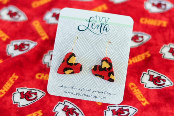 Handcrafted Polymer Clay Earrings- Leopard Print - Chiefs
