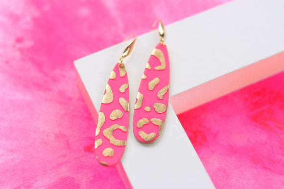 Handcrafted Polymer Clay Earrings- Hot Pink