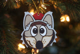 Handcrafted Wood Burned Ornament- KC Wolf