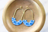 Handcrafted Polymer Clay Earrings- Graphic Transfer- Royals