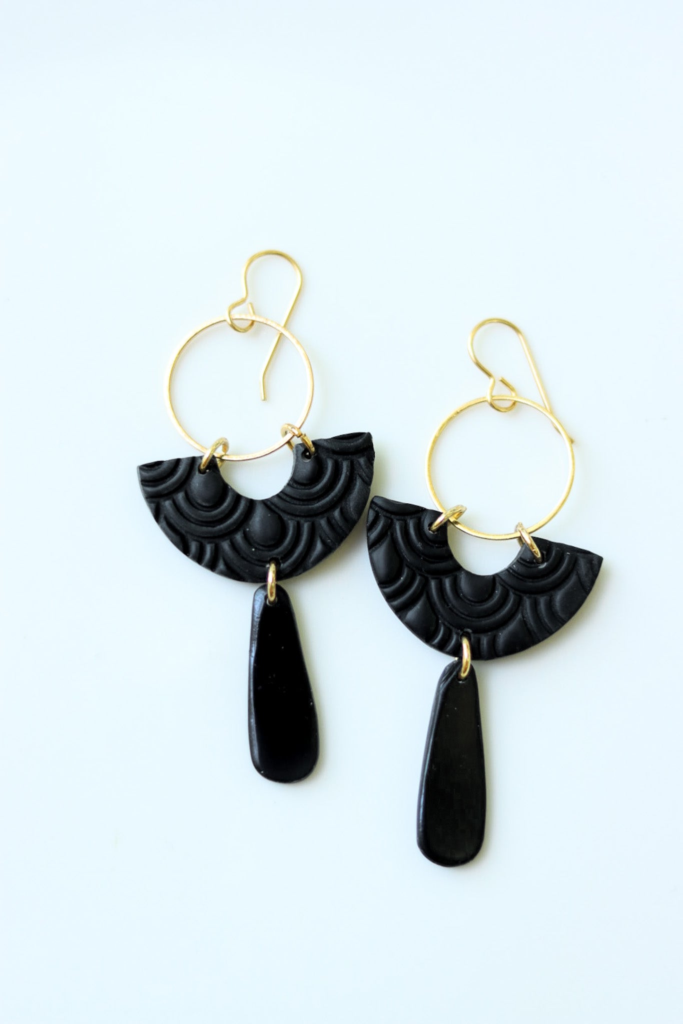 Minimalist black polymer clay clip on earrings – Clever Little Ears