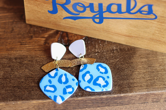Handcrafted Polymer Clay Earrings- Graphic Transfer- Royals- Leopard Print