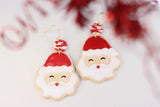 Handcrafted Polymer Clay Earrings- Cookie Claus