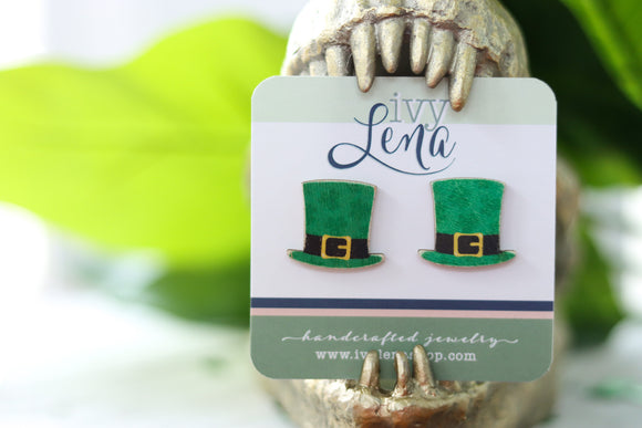 Handcrafted Print Transfer- Wood Earrings- St. Patrick’s Day