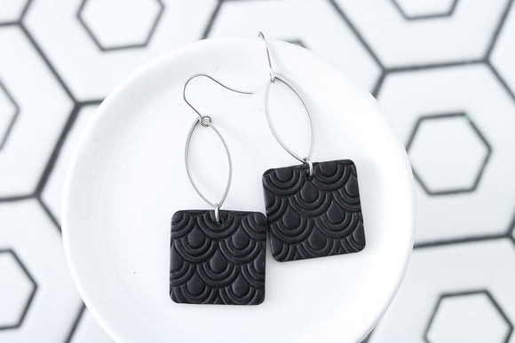 Handcrafted Polymer Clay Earrings- Black