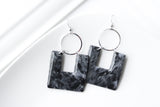 Handcrafted Polymer Clay Earrings- Black Marble