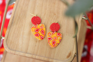 Handcrafted Polymer Clay Earrings- Print Transfer- Chiefs