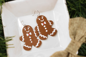 Handcrafted Polymer Clay Earrings- Gingerbread Man